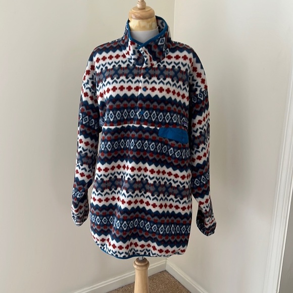 PATAGONIA men's Size 2XL teal multi snap T Synchilla fleece